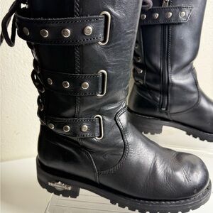 Harley-Davidson Black Moto Boots with Buckle Detail